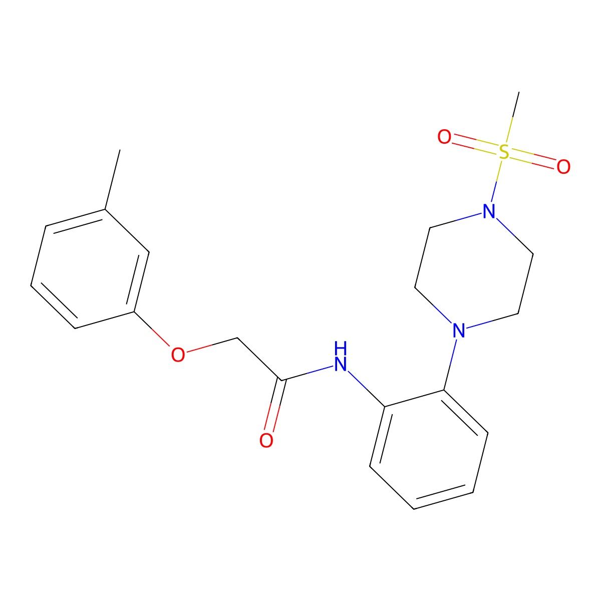 2-(3-methylphenoxy)-N-[2-(4-methylsulfonylpiperazin-1-yl)phenyl]acetamide molecular structure, CAS 724449-78-9