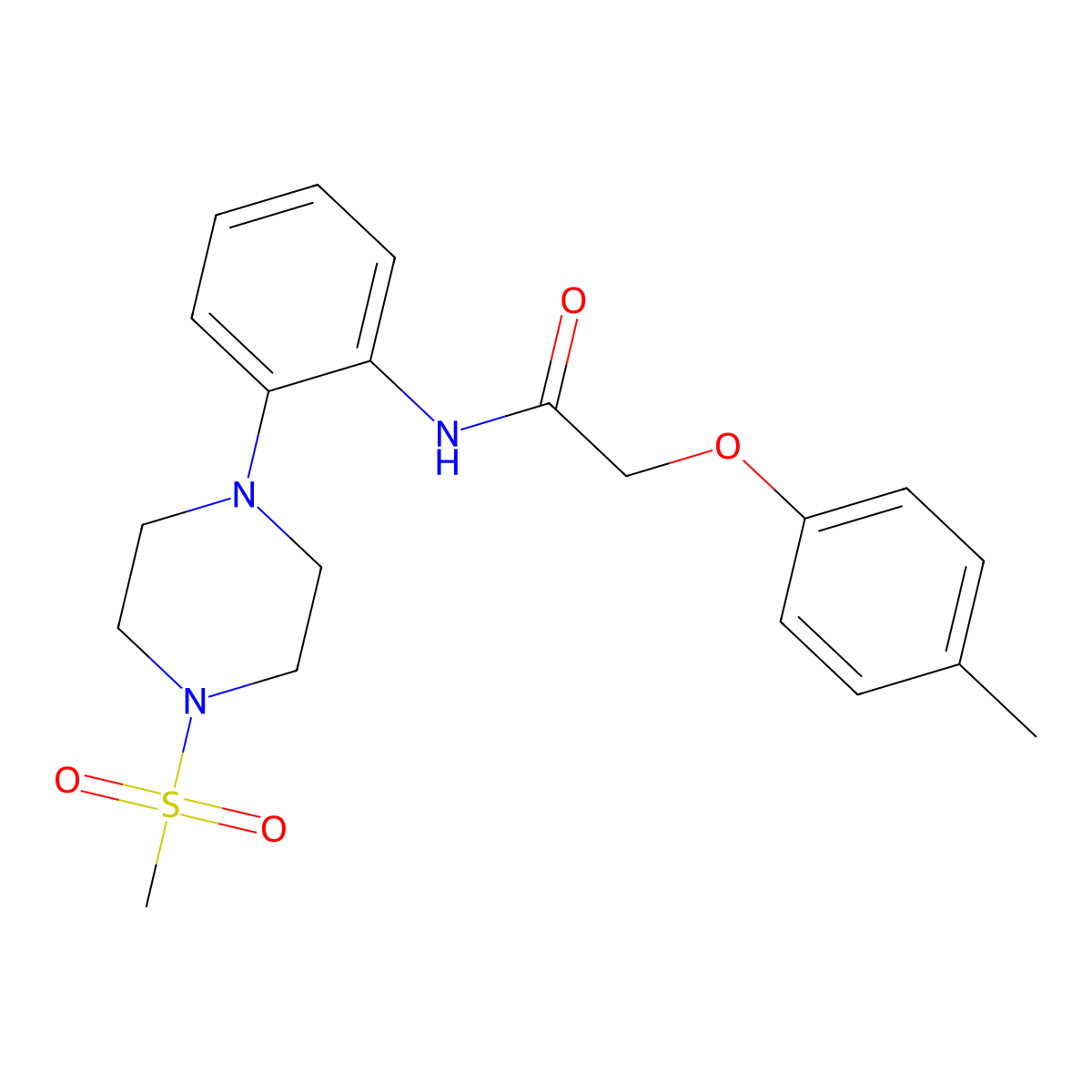 2-(4-methylphenoxy)-N-[2-(4-methylsulfonylpiperazin-1-yl)phenyl]acetamide molecular structure, CAS 724449-79-0