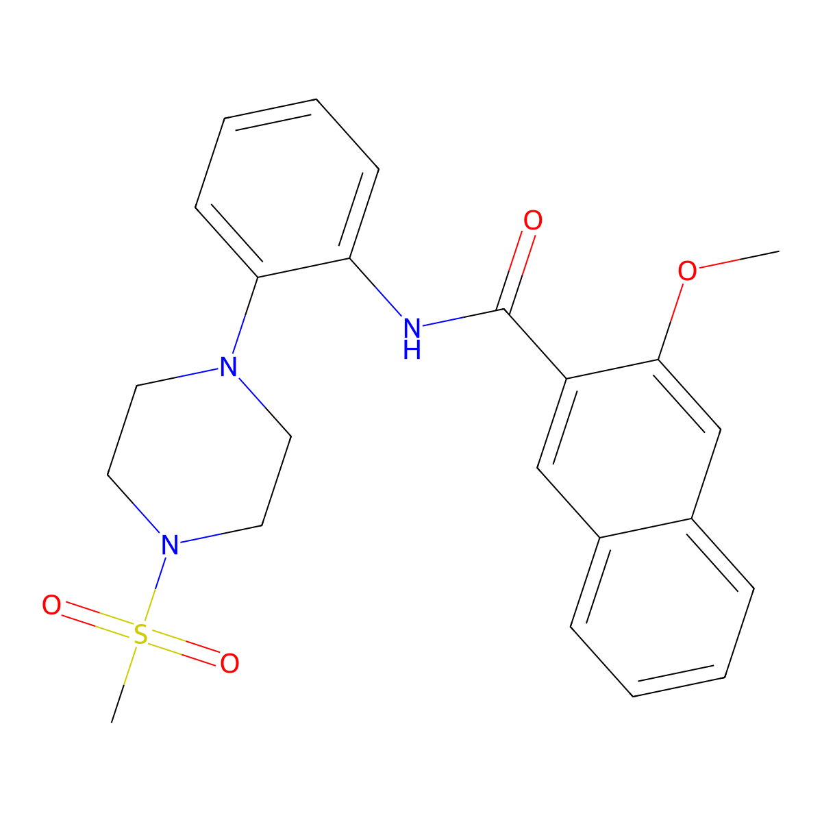 3-methoxy-N-{2-[4-(methylsulfonyl)-1-piperazinyl]phenyl}-2-naphthamide molecular structure, CAS 724449-84-7