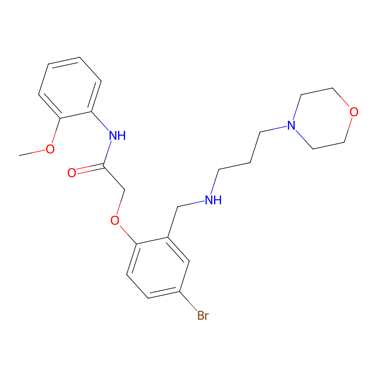 2-[4-bromo-2-[(3-morpholin-4-ylpropylamino)methyl]phenoxy]-N-(2-methoxyphenyl)acetamide molecular structure, CAS 724449-93-8