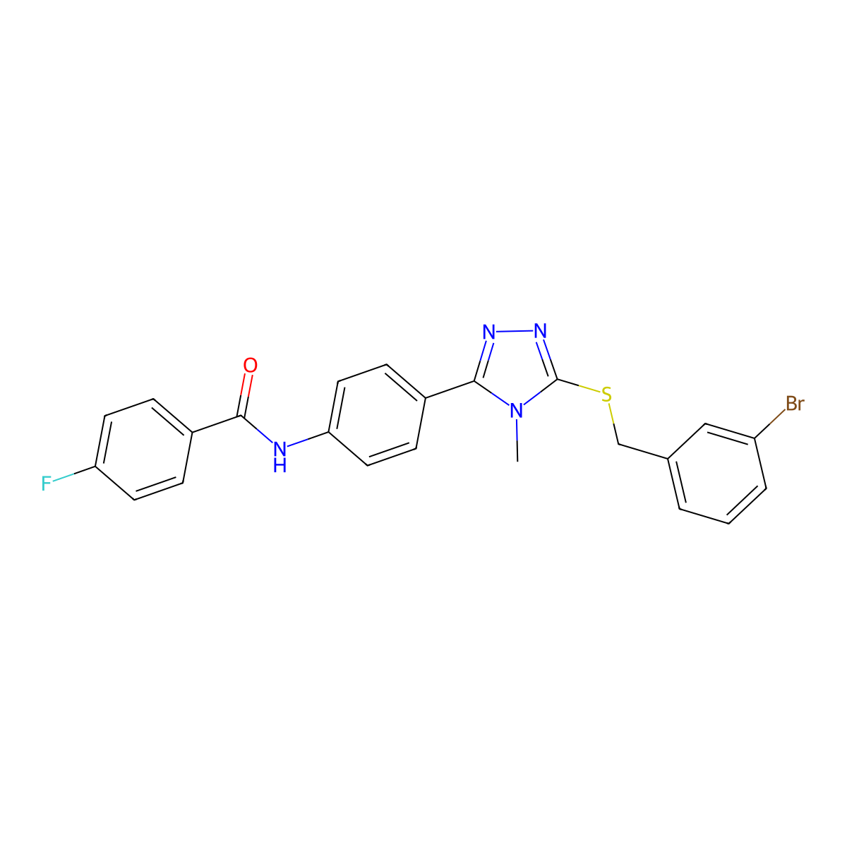 N-(4-{5-[(3-bromobenzyl)sulfanyl]-4-methyl-4H-1,2,4-triazol-3-yl}phenyl)-4-fluorobenzamide molecular structure, CAS 724450-33-3