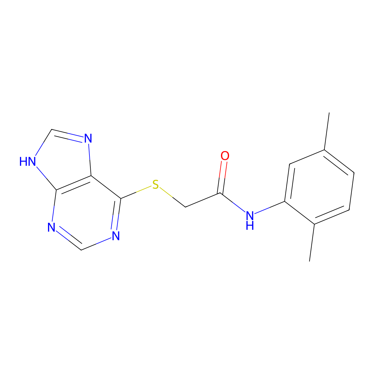 N-(2,5-dimethylphenyl)-2-(7H-purin-6-ylsulfanyl)acetamide molecular structure, CAS 724450-96-8
