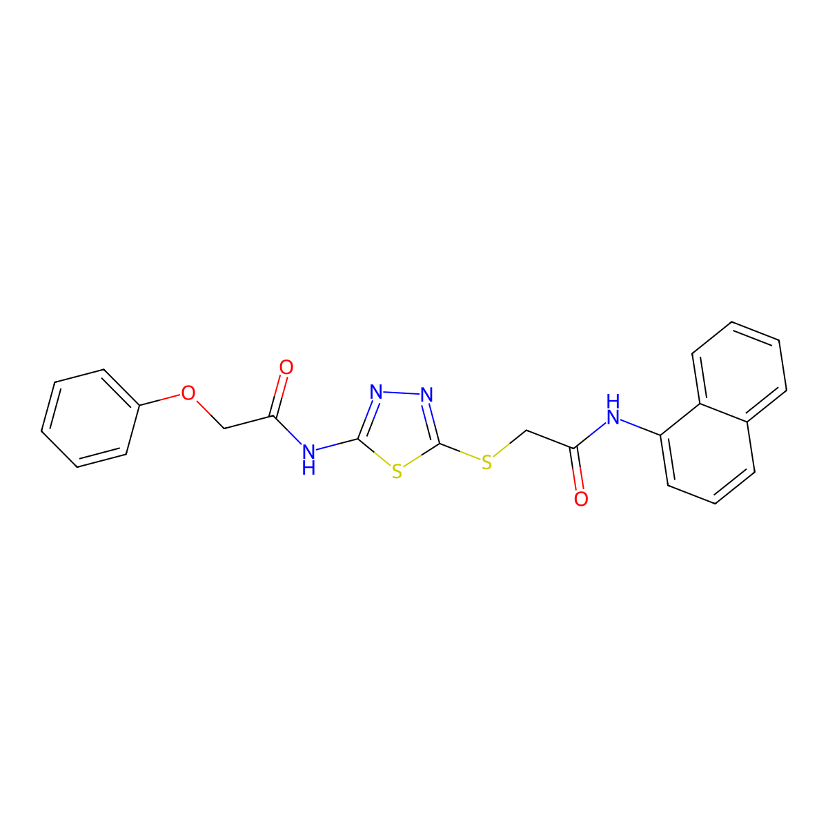 N-(5-{[2-(1-naphthylamino)-2-oxoethyl]sulfanyl}-1,3,4-thiadiazol-2-yl)-2-phenoxyacetamide molecular structure, CAS 724451-29-0