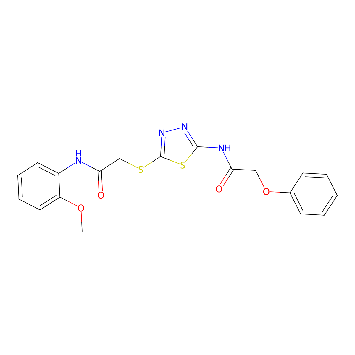 N-[5-({2-[(2-methoxyphenyl)amino]-2-oxoethyl}sulfanyl)-1,3,4-thiadiazol-2-yl]-2-phenoxyacetamide molecular structure, CAS 724451-83-6