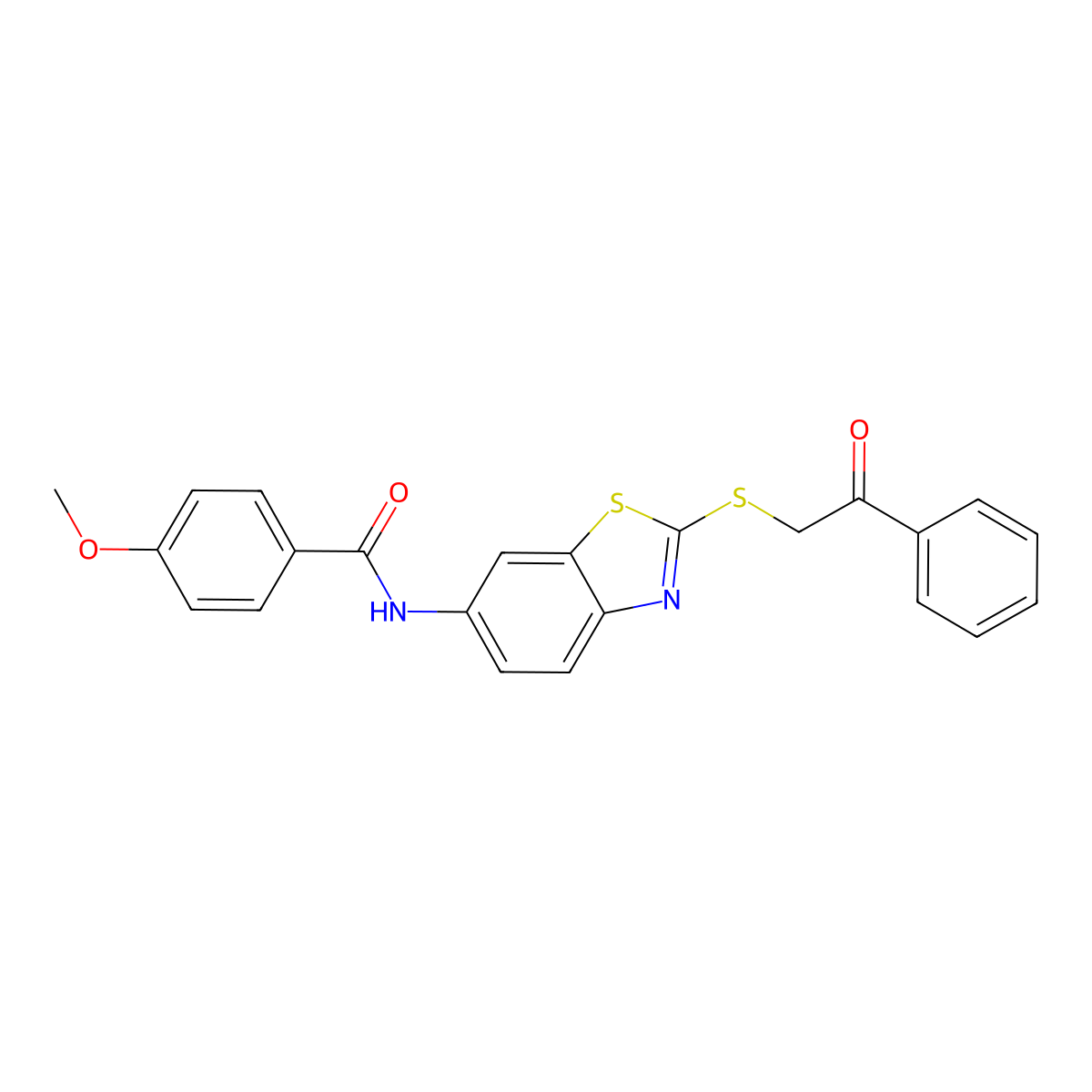 4-methoxy-N-{2-[(2-oxo-2-phenylethyl)sulfanyl]-1,3-benzothiazol-6-yl}benzamide molecular structure, CAS 724451-86-9