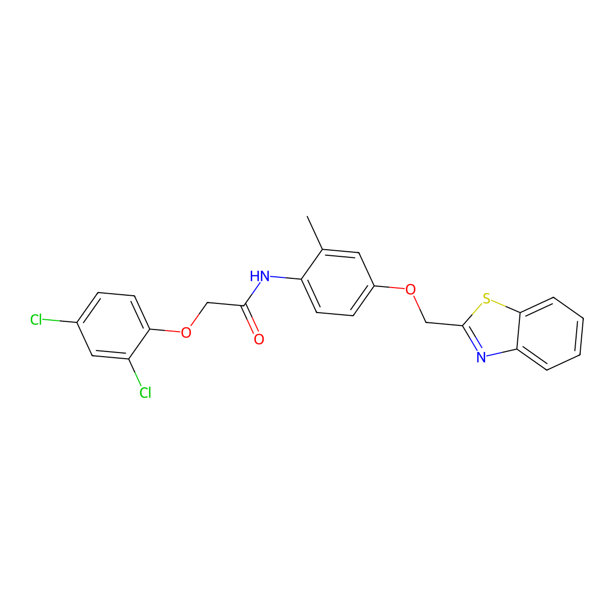 N-[4-(1,3-benzothiazol-2-ylmethoxy)-2-methylphenyl]-2-(2,4-dichlorophenoxy)acetamide molecular structure, CAS 724454-01-7