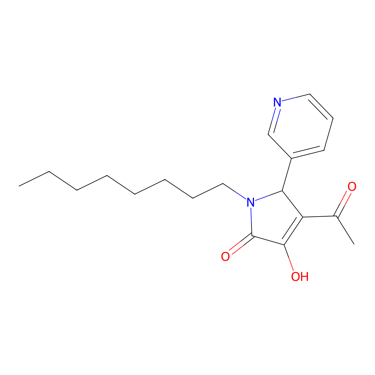 4-acetyl-3-hydroxy-1-octyl-5-(3-pyridinyl)-1,5-dihydro-2H-pyrrol-2-one molecular structure, CAS 724454-60-8