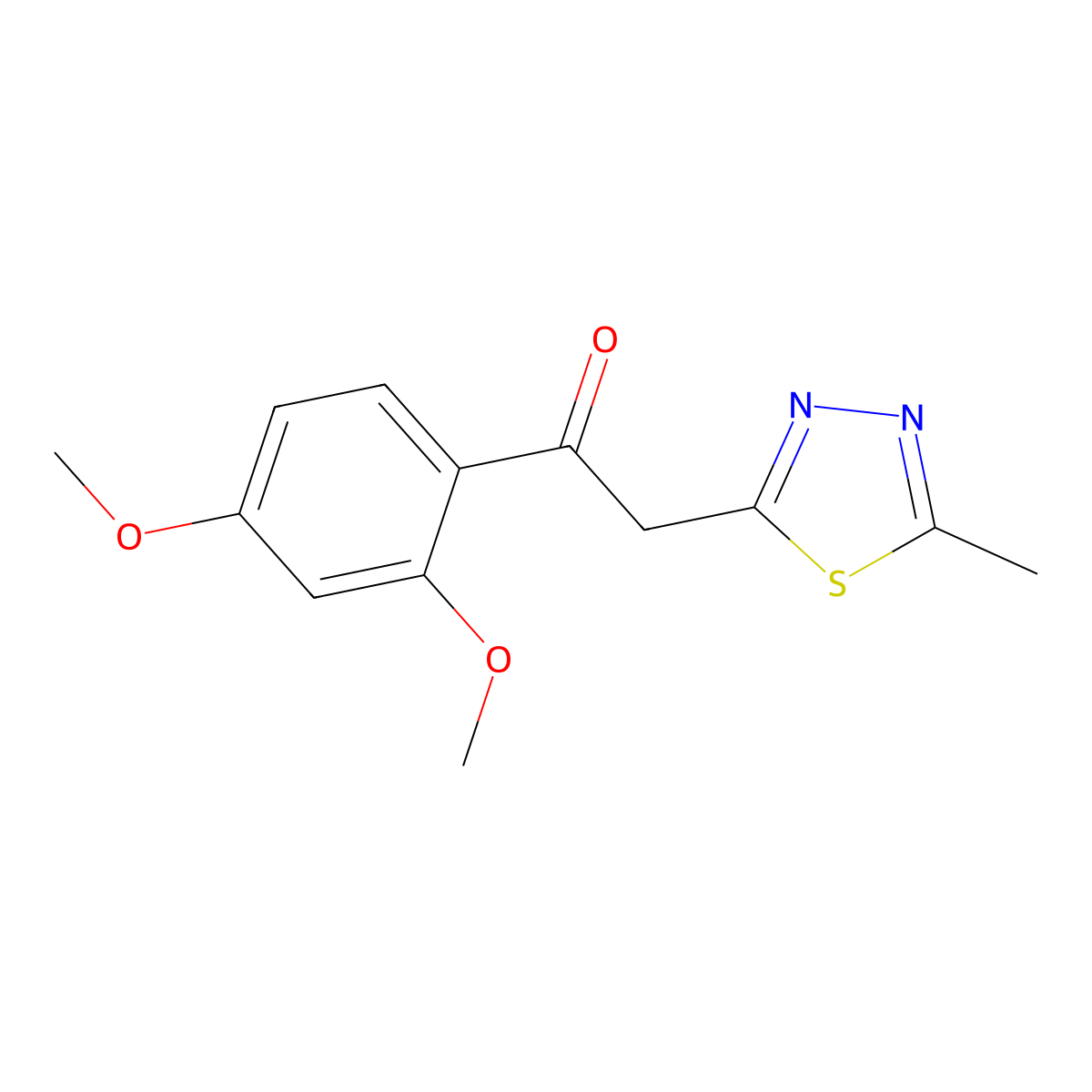 1-(2,4-Dimethoxyphenyl)-2-(5-methyl-1,3,4-thiadiazol-2-yl)ethanone molecular structure, CAS 724454-81-3