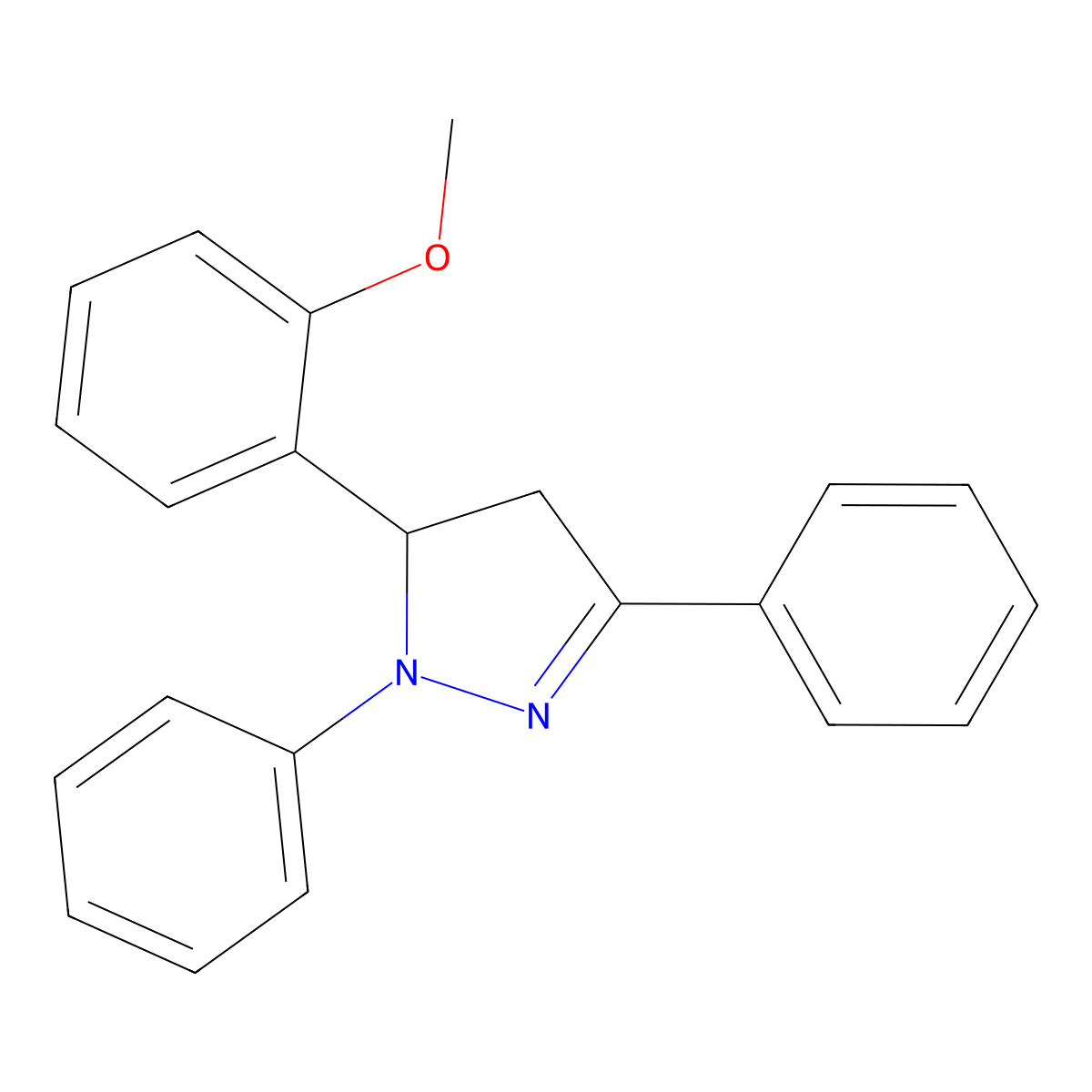 5-(2-methoxyphenyl)-1,3-diphenyl-4,5-dihydro-1H-pyrazole molecular structure, CAS 7245-44-5