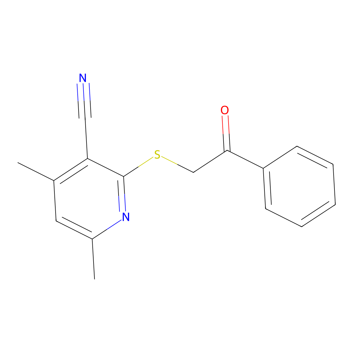 4,6-Dimethyl-2-[(2-oxo-2-phenylethyl)sulfanyl]pyridine-3-carbonitrile molecular structure, CAS 72456-88-3