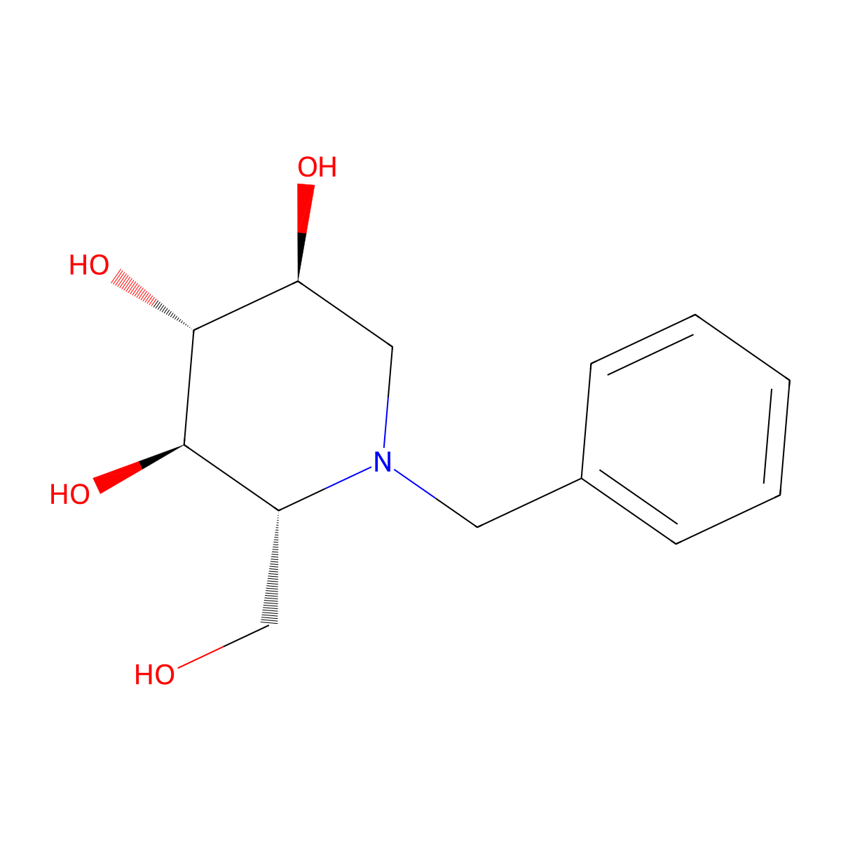 (2R,3R,4R,5S)-1-benzyl-2-(hydroxymethyl)piperidine-3,4,5-triol molecular structure, CAS 72458-46-9
