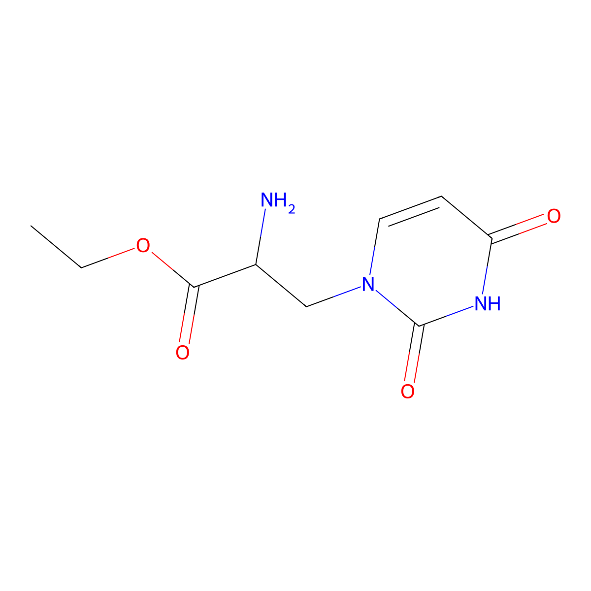Ethyl 2-amino-3-(2,4-dioxo-1,2,3,4-tetrahydropyrimidin-1-yl)propanoate molecular structure, CAS 724692-93-7