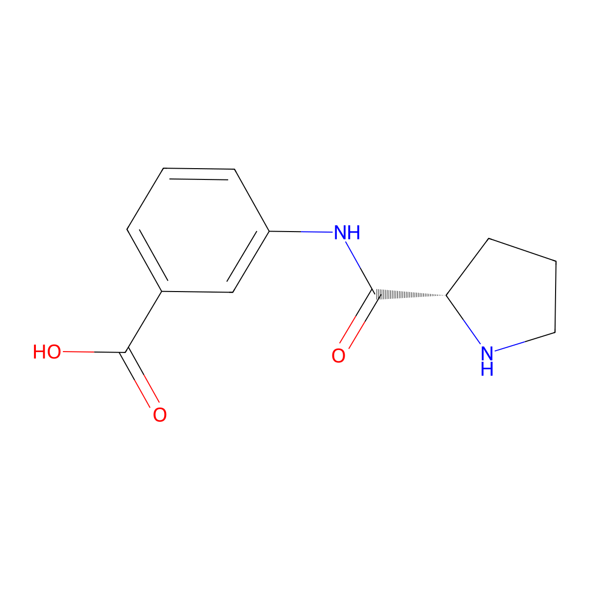 3-[(2S)-pyrrolidine-2-amido]benzoic acid molecular structure, CAS 724700-26-9