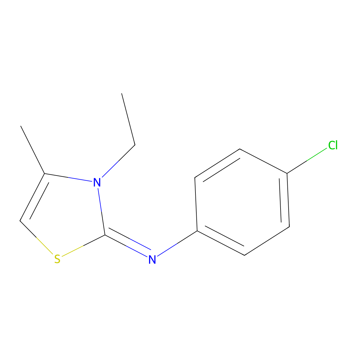 N-(4-chlorophenyl)-3-ethyl-4-methyl-2,3-dihydro-1,3-thiazol-2-imine molecular structure, CAS 724700-44-1