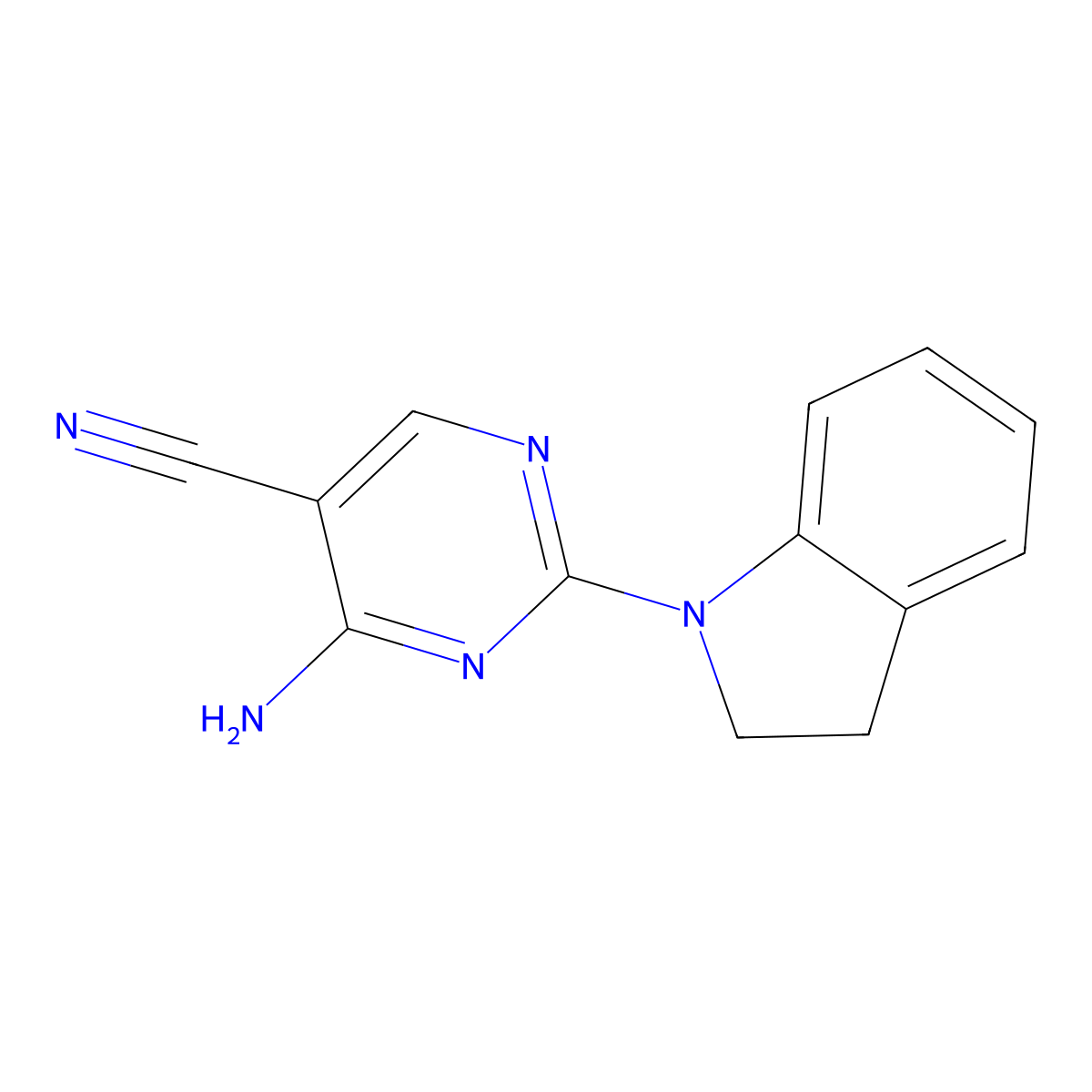 4-Amino-2-(2,3-dihydroindol-1-yl)pyrimidine-5-carbonitrile molecular structure, CAS 724701-73-9