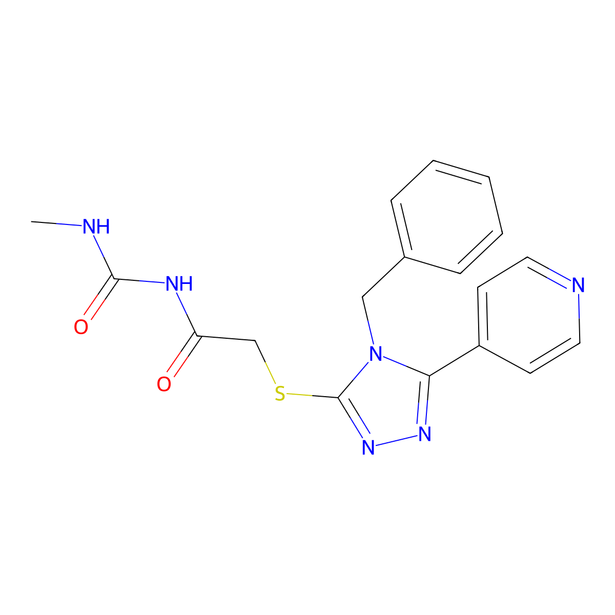 N-(methylcarbamoyl)-2-[[4-(phenylmethyl)-5-pyridin-4-yl-1,2,4-triazol-3-yl]thio]acetamide molecular structure, CAS 724701-80-8