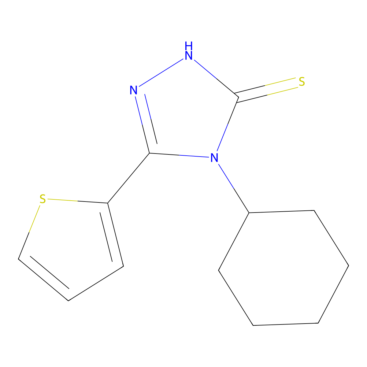 4-Cyclohexyl-5-(2-thienyl)-1,2,4-triazole-3-thiol molecular structure, CAS 724701-83-1