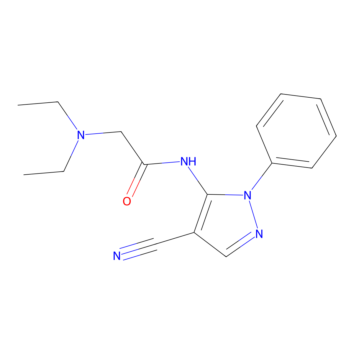 N-(4-cyano-1-phenyl-1H-pyrazol-5-yl)-2-(diethylamino)acetamide molecular structure, CAS 724702-53-8