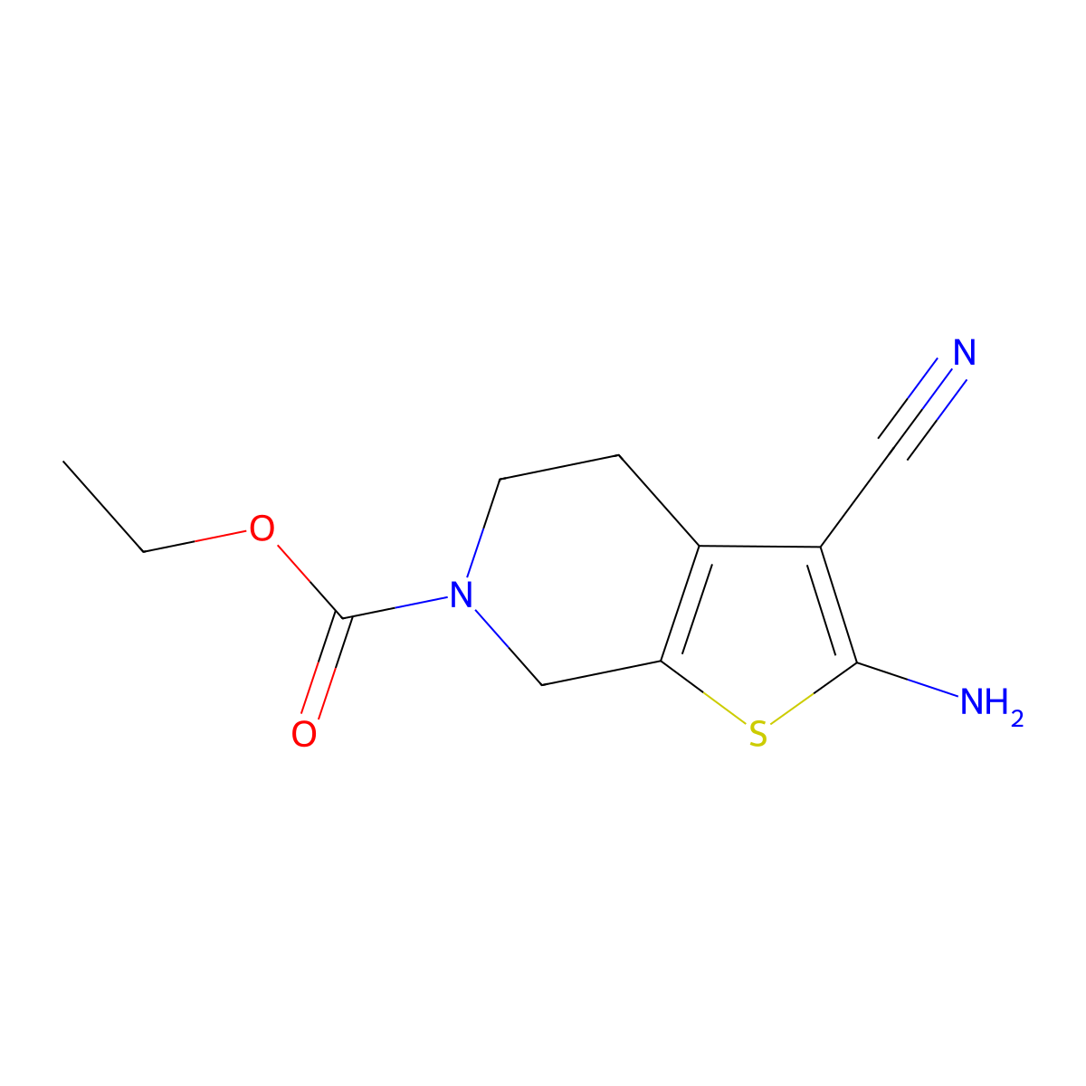 ethyl 2-amino-3-cyano-4,7-dihydrothieno[2,3-c]pyridine-6(5H)-carboxylate molecular structure, CAS 724704-21-6