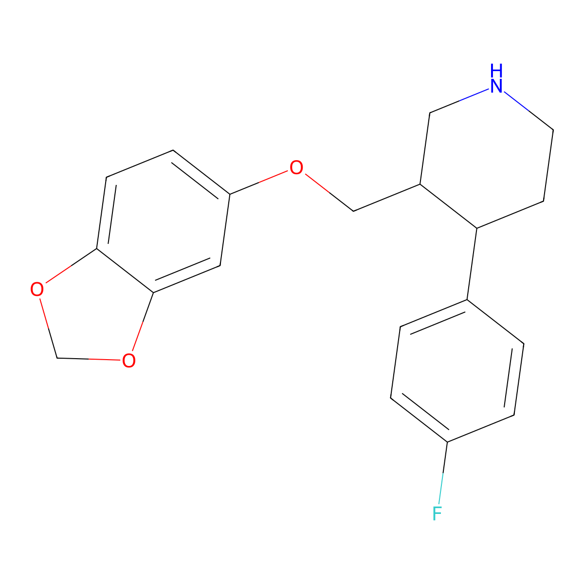 3-(1,3-Benzodioxol-5-yloxymethyl)-4-(4-fluorophenyl)piperidine molecular structure, CAS 72473-26-8