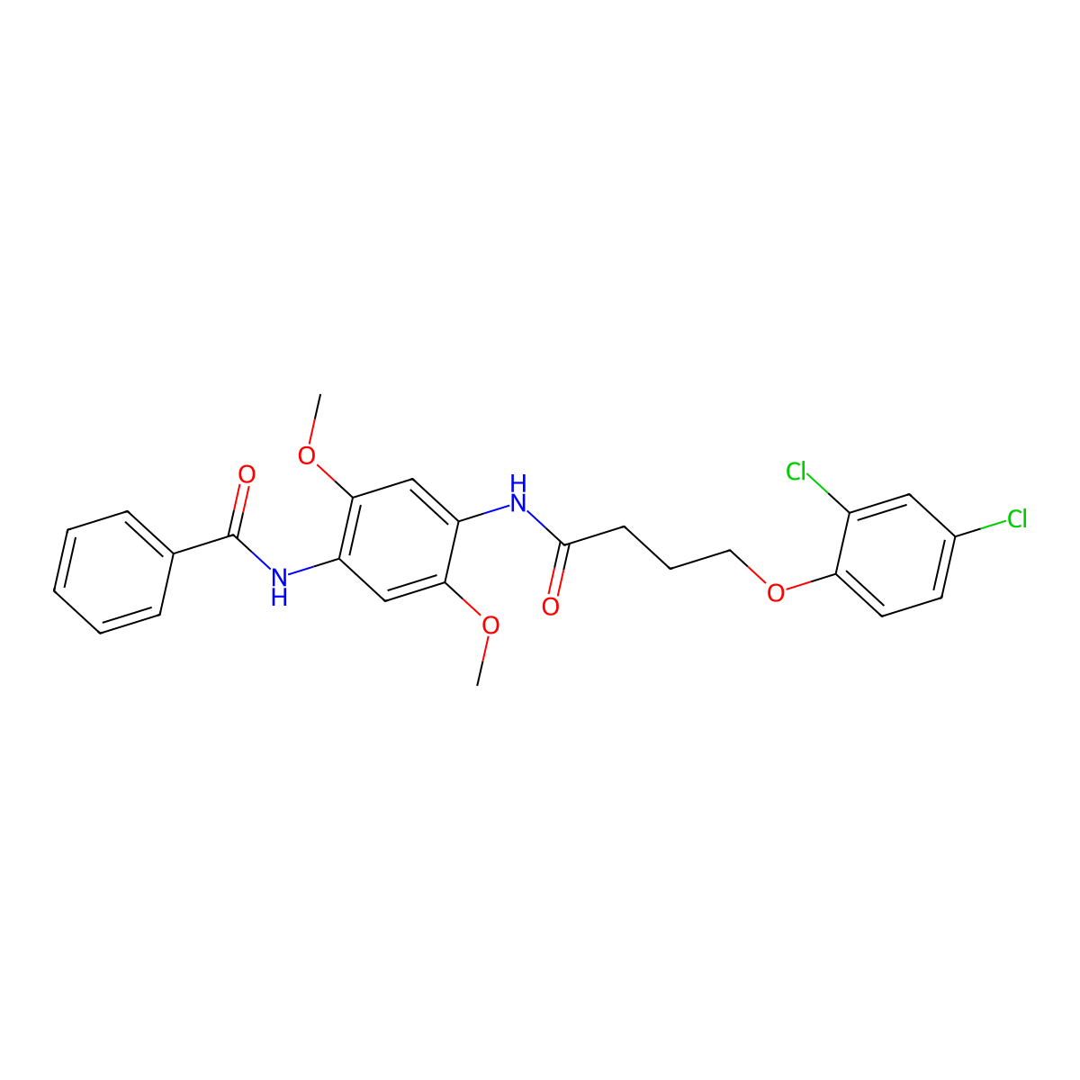 N-[4-[4-(2,4-dichlorophenoxy)butanoylamino]-2,5-dimethoxyphenyl]benzamide molecular structure, CAS 724734-35-4