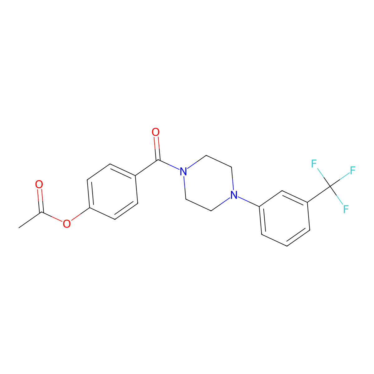 4-({4-[3-(Trifluoromethyl)phenyl]piperazinyl}carbonyl)phenyl acetate molecular structure, CAS 724734-49-0