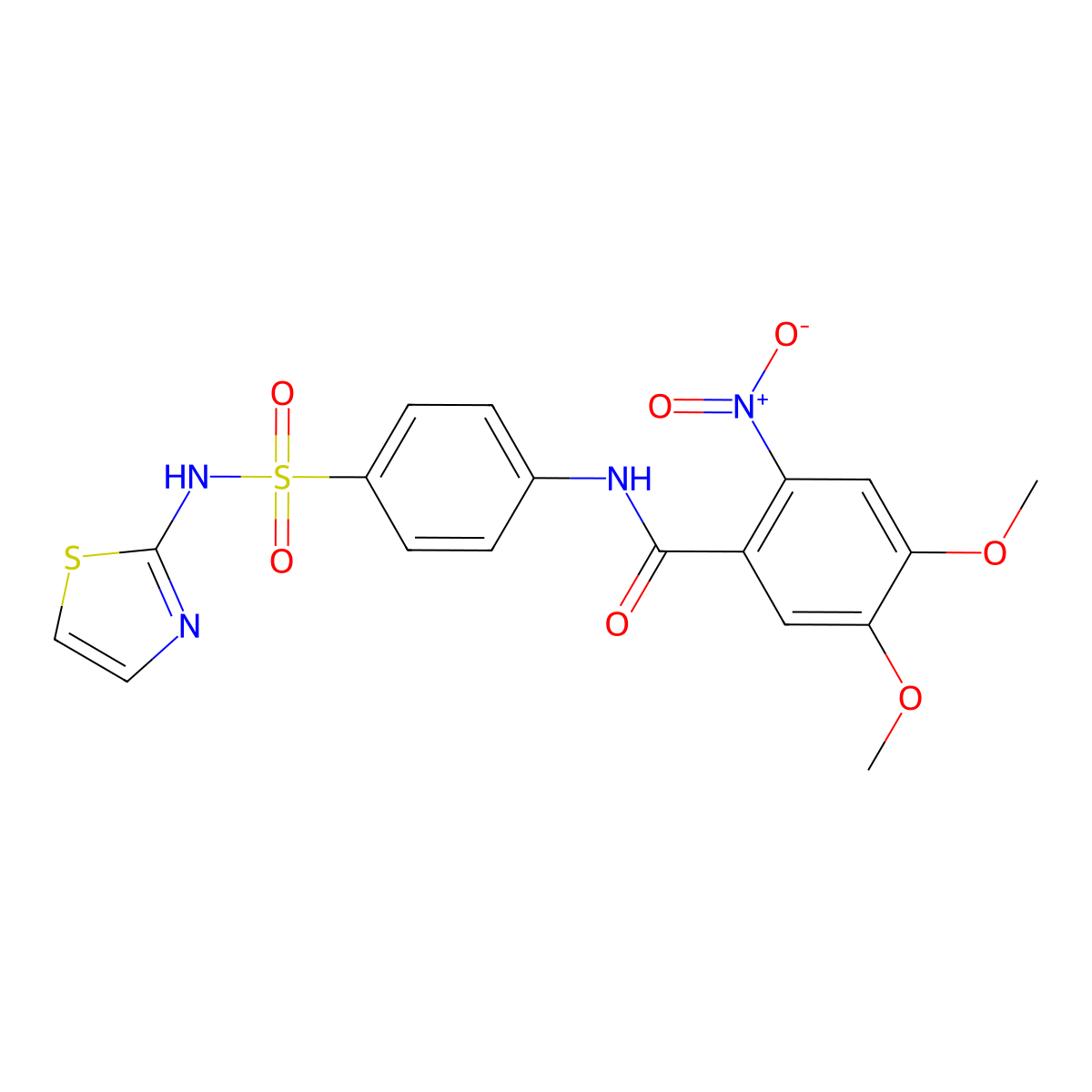 4,5-dimethoxy-2-nitro-N-[4-(1,3-thiazol-2-ylsulfamoyl)phenyl]benzamide molecular structure, CAS 724734-59-2