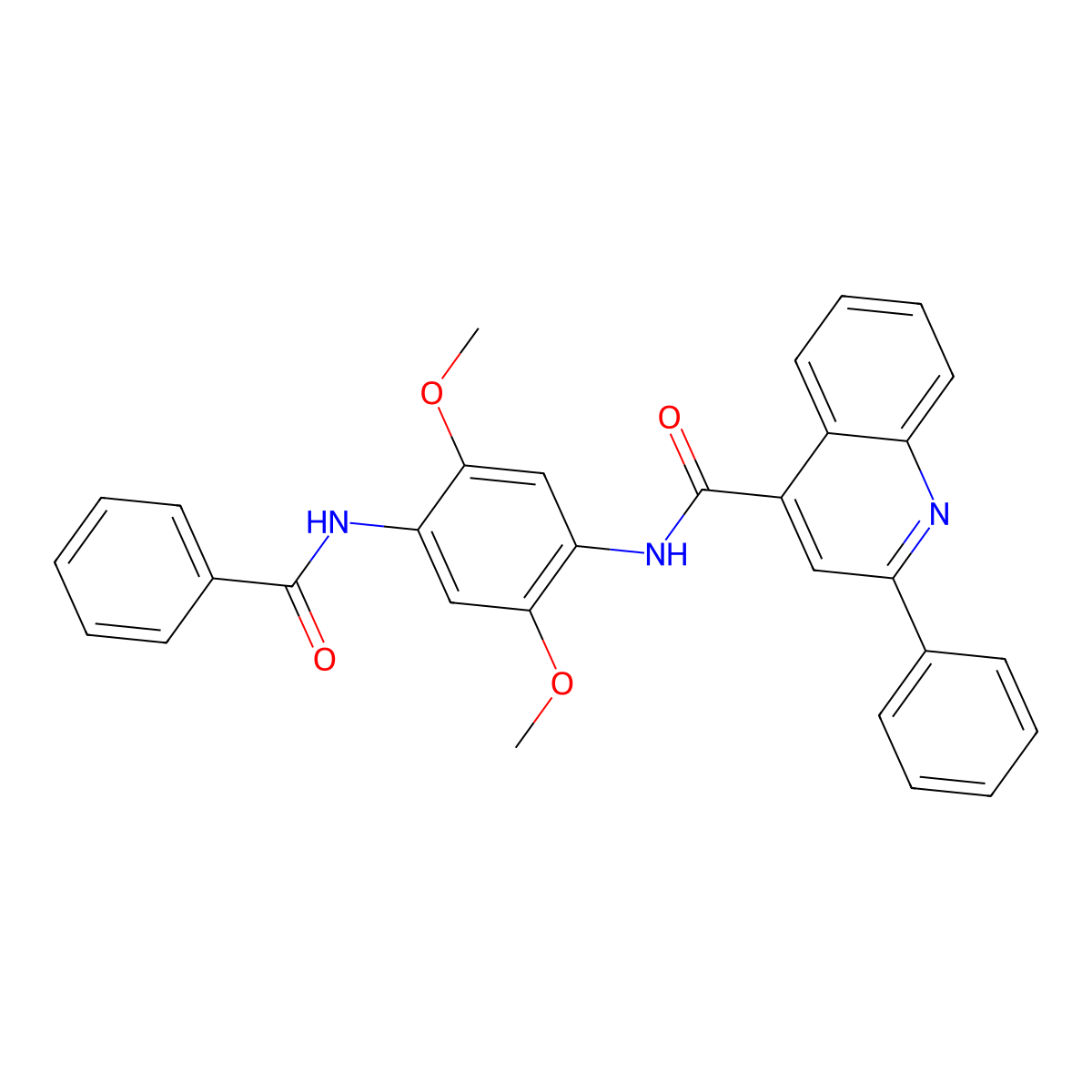 N-(4-benzamido-2,5-dimethoxyphenyl)-2-phenylquinoline-4-carboxamide molecular structure, CAS 724734-63-8