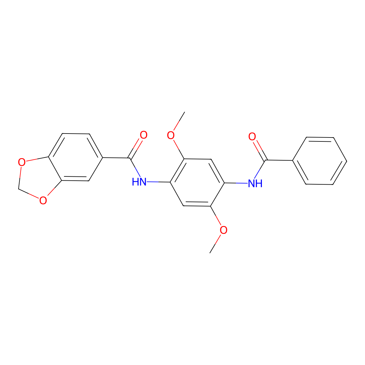N-(4-benzamido-2,5-dimethoxyphenyl)-1,3-benzodioxole-5-carboxamide molecular structure, CAS 724734-64-9