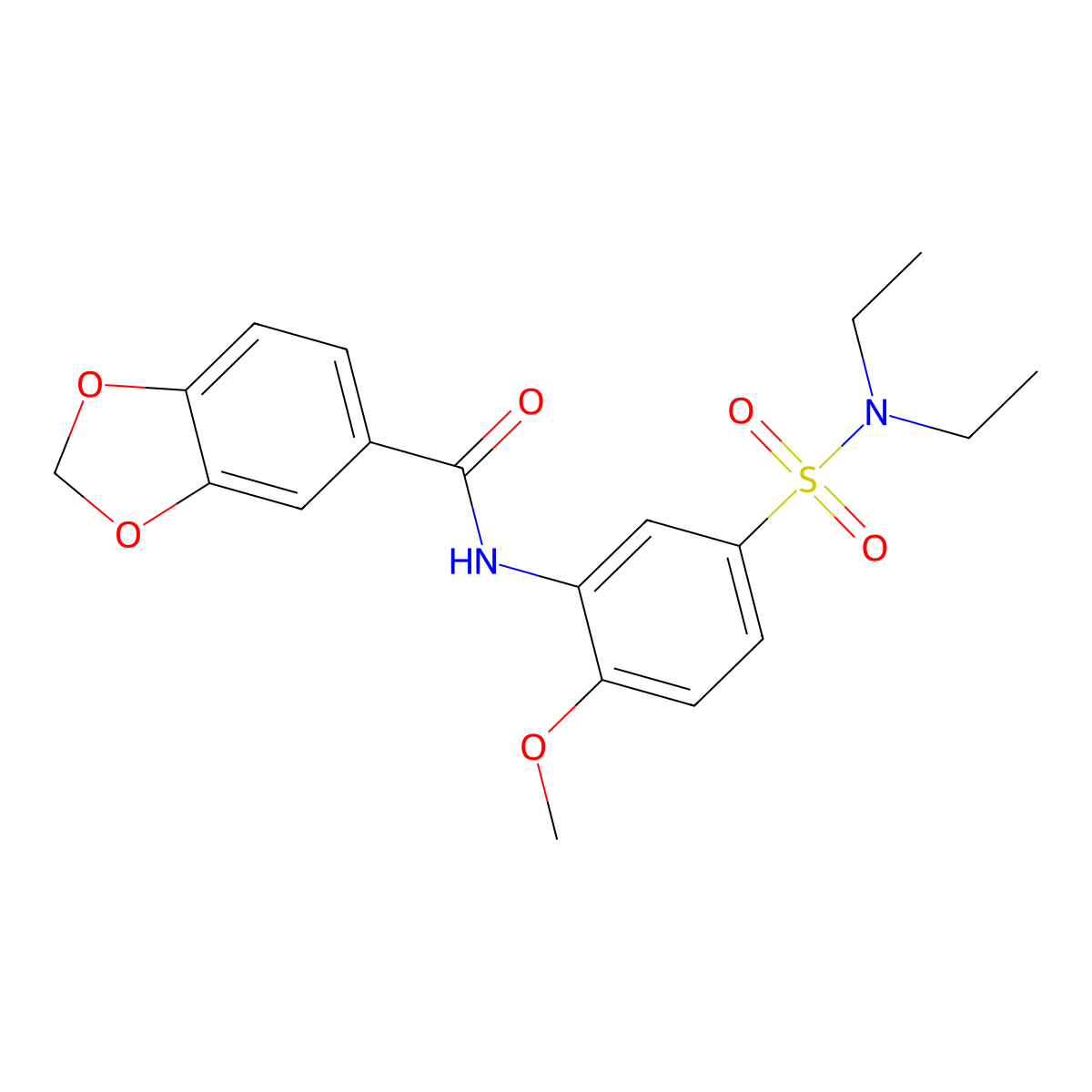 N-[5-(diethylsulfamoyl)-2-methoxyphenyl]-1,3-benzodioxole-5-carboxamide molecular structure, CAS 724734-66-1
