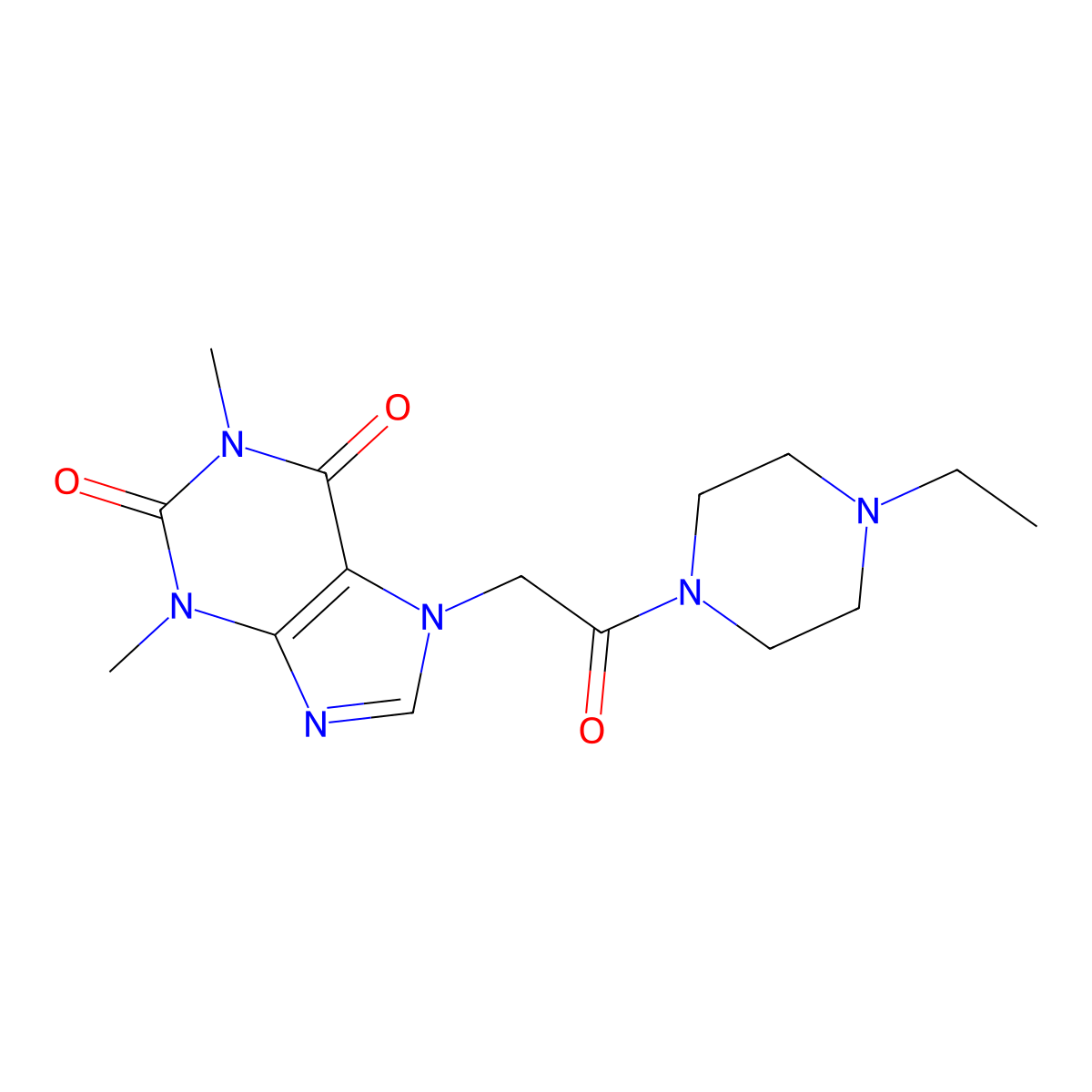 7-[2-(4-Ethylpiperazin-1-yl)-2-oxoethyl]-1,3-dimethylpurine-2,6-dione molecular structure, CAS 724734-67-2