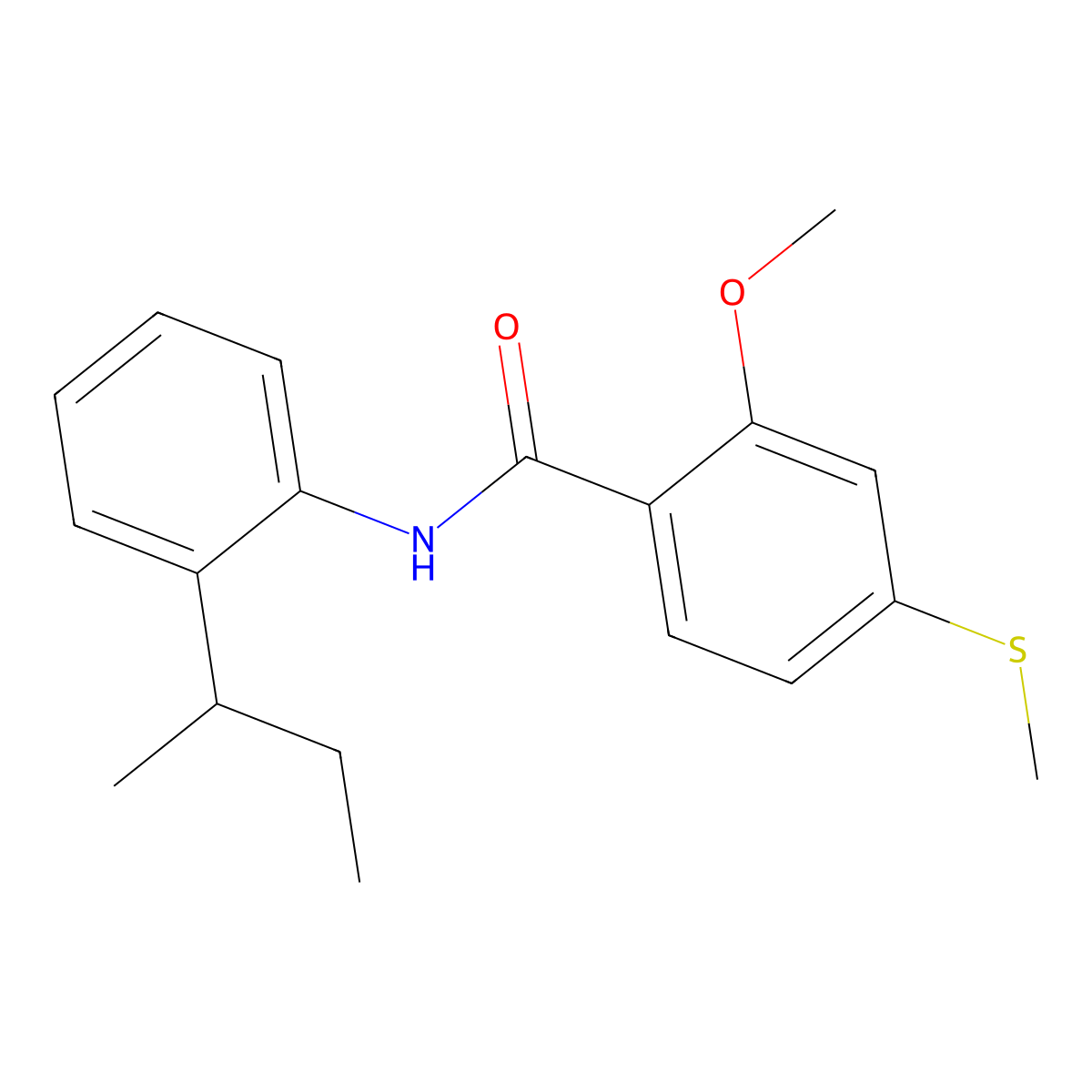 N-[2-(butan-2-yl)phenyl]-2-methoxy-4-(methylsulfanyl)benzamide molecular structure, CAS 724734-68-3