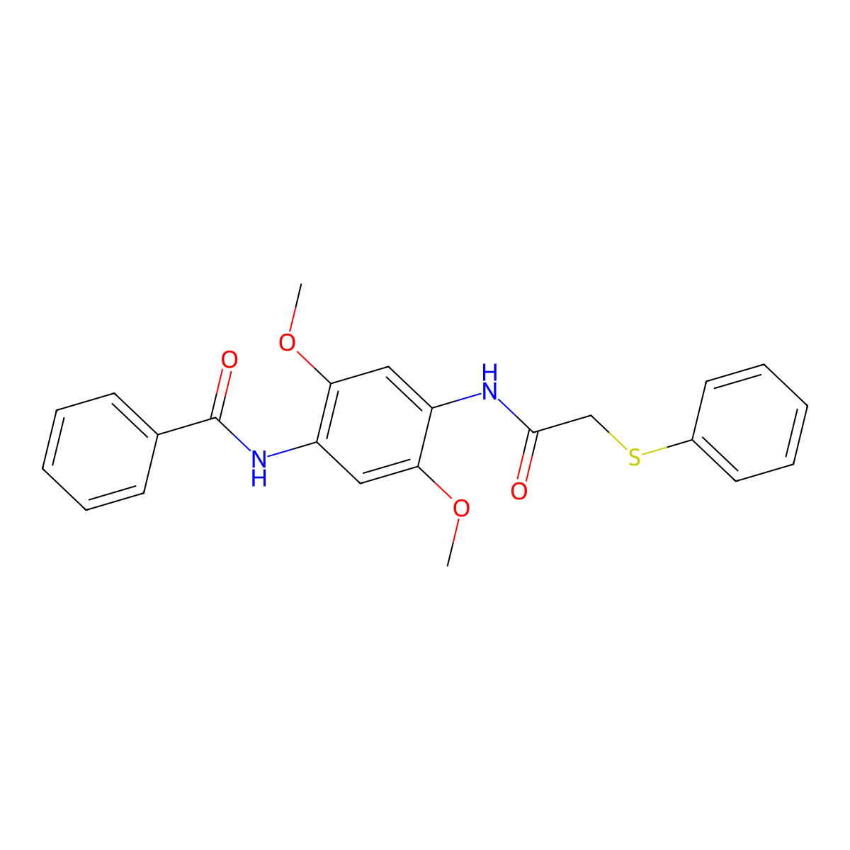 N-[2,5-dimethoxy-4-[(2-phenylsulfanylacetyl)amino]phenyl]benzamide molecular structure, CAS 724734-76-3