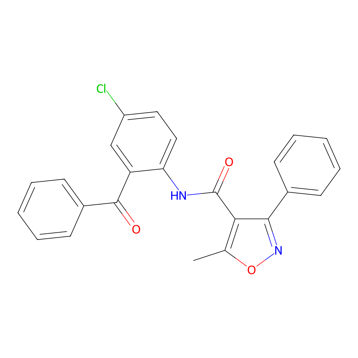 N-(2-benzoyl-4-chlorophenyl)-5-methyl-3-phenyl-1,2-oxazole-4-carboxamide molecular structure, CAS 724734-91-2