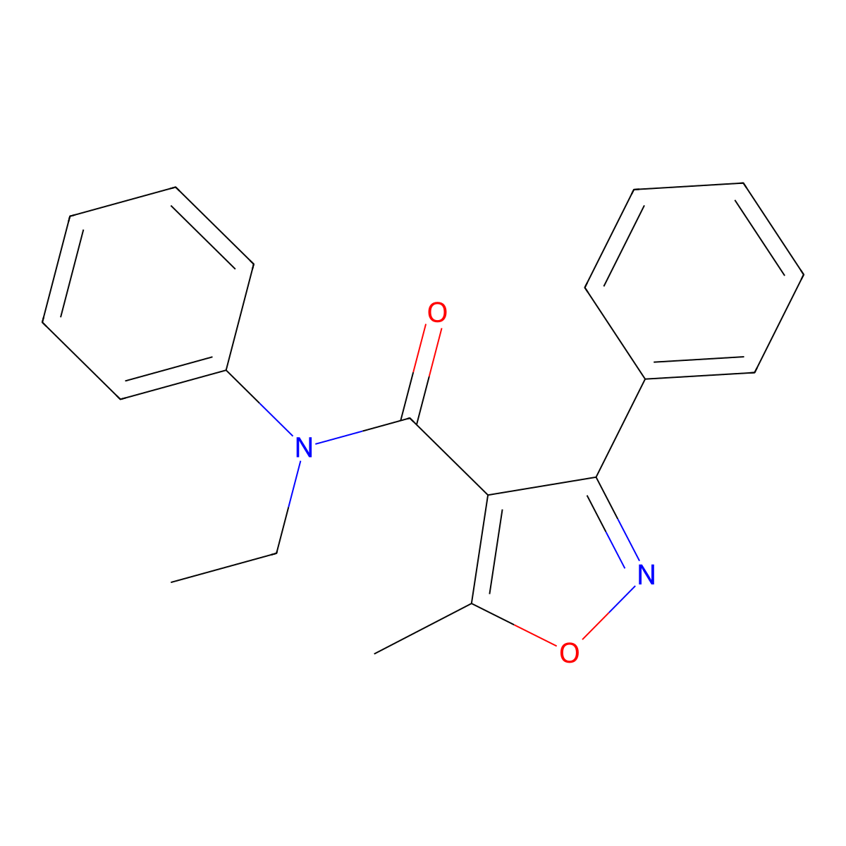 N-ethyl-5-methyl-N,3-diphenyl-1,2-oxazole-4-carboxamide molecular structure, CAS 724734-92-3