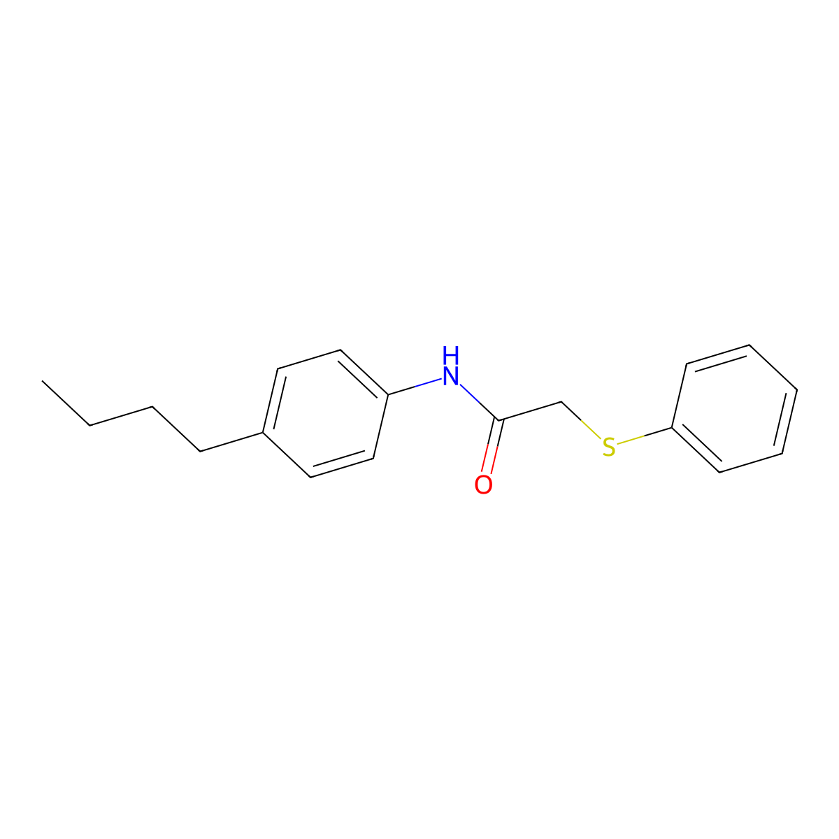 N-(4-butylphenyl)-2-(phenylsulfanyl)acetamide molecular structure, CAS 724735-05-1