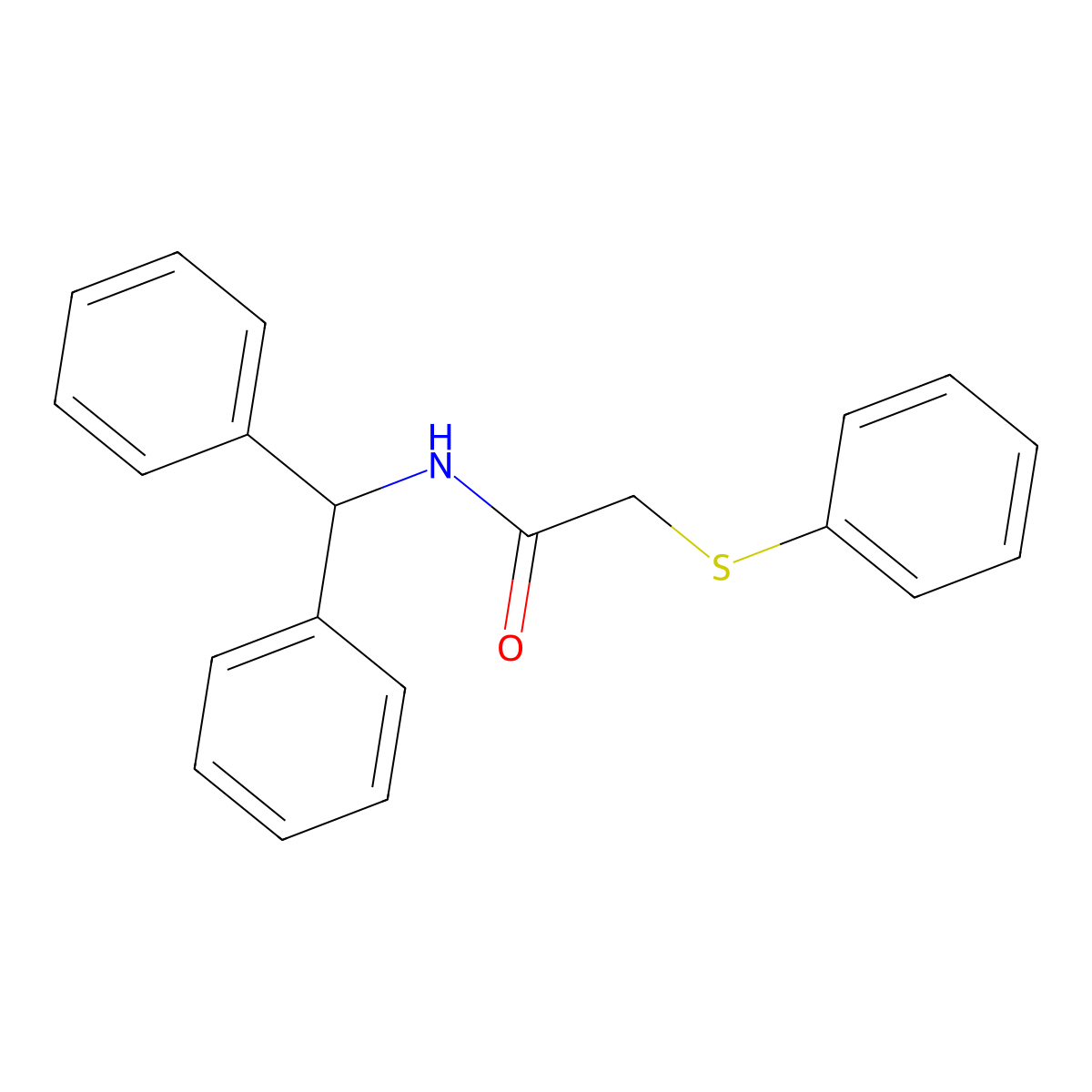 N-(diphenylmethyl)-2-(phenylsulfanyl)acetamide molecular structure, CAS 724735-09-5