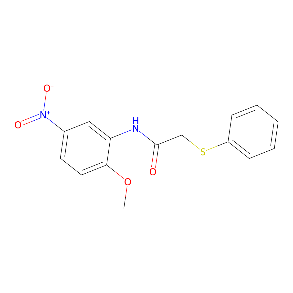 N-(2-methoxy-5-nitrophenyl)-2-(phenylthio)acetamide molecular structure, CAS 724735-12-0