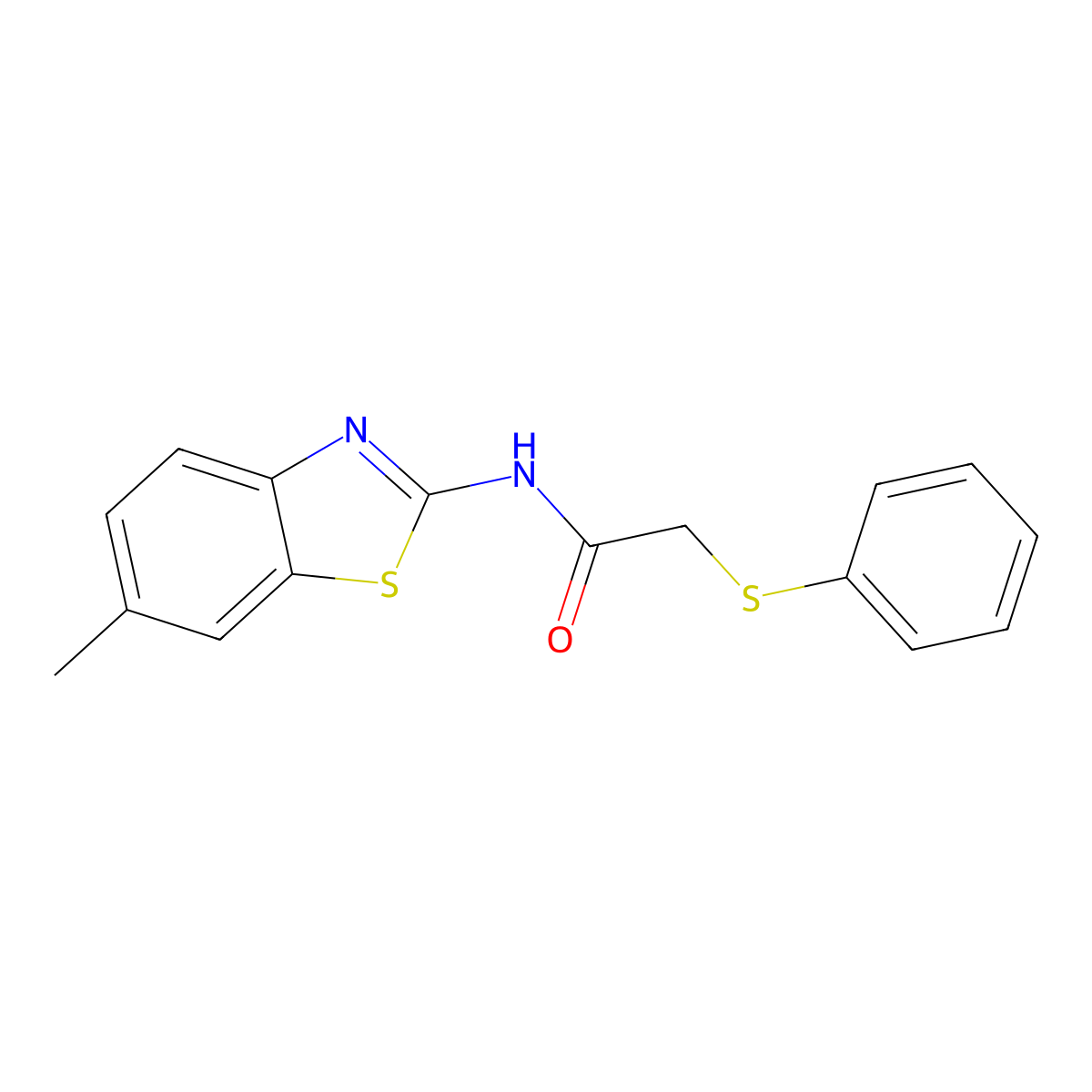 N-(6-methyl-1,3-benzothiazol-2-yl)-2-(phenylsulfanyl)acetamide molecular structure, CAS 724735-16-4