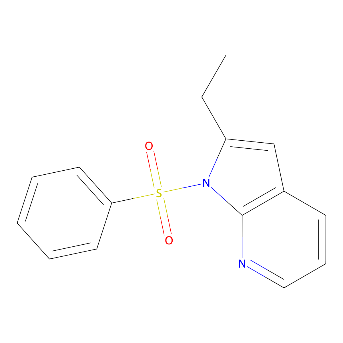 2-ethyl-1-(phenylsulfonyl)-1H-pyrrolo[2,3-b]pyridine molecular structure, CAS 724737-39-7