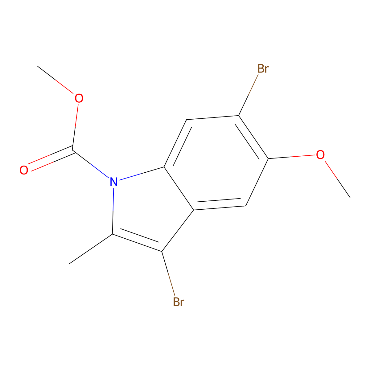 3,6-Dibromo-5-methoxy-1-methoxycarbonyl-2-methylindole molecular structure, CAS 724737-40-0