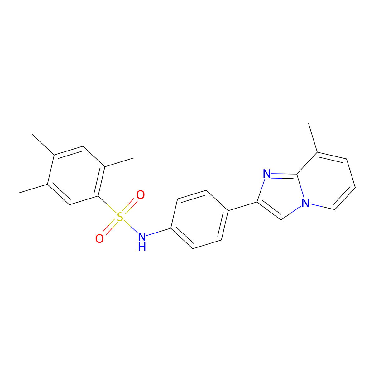 2,4,5-trimethyl-N-(4-(8-methylimidazo[1,2-a]pyridin-2-yl)phenyl)benzenesulfonamide molecular structure, CAS 724737-59-1