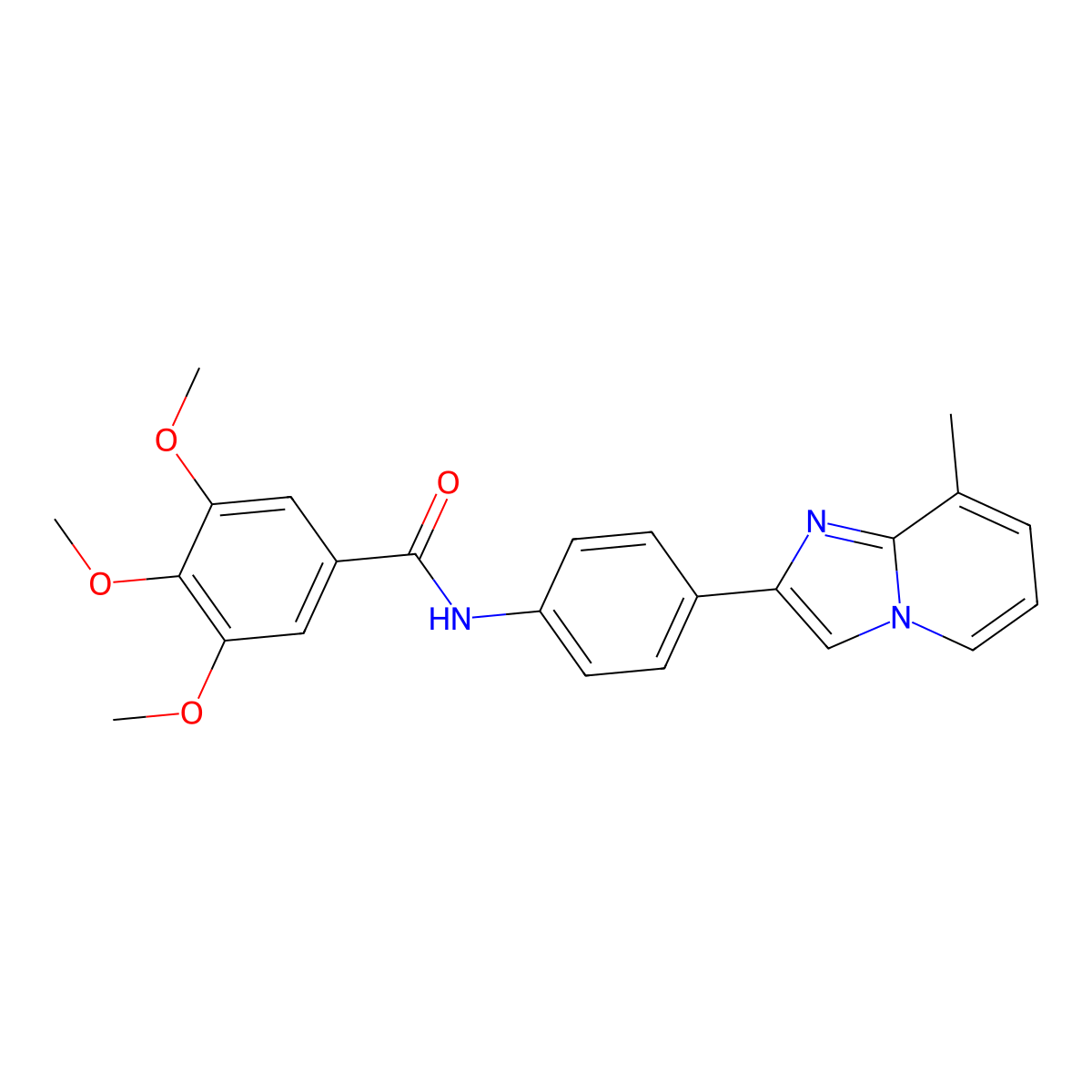 3,4,5-trimethoxy-N-(4-(8-methylimidazo(1,2-a)pyridin-2-yl)phenyl)benzamide molecular structure, CAS 724737-74-0