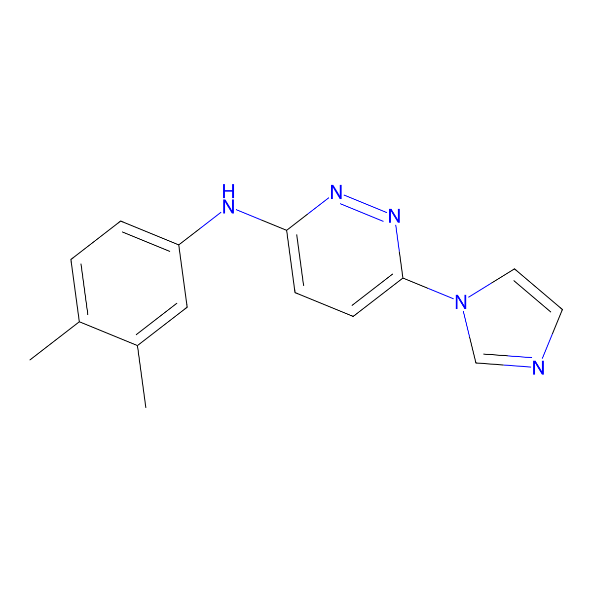 N-(3,4-dimethylphenyl)-6-imidazol-1-ylpyridazin-3-amine molecular structure, CAS 724737-95-5