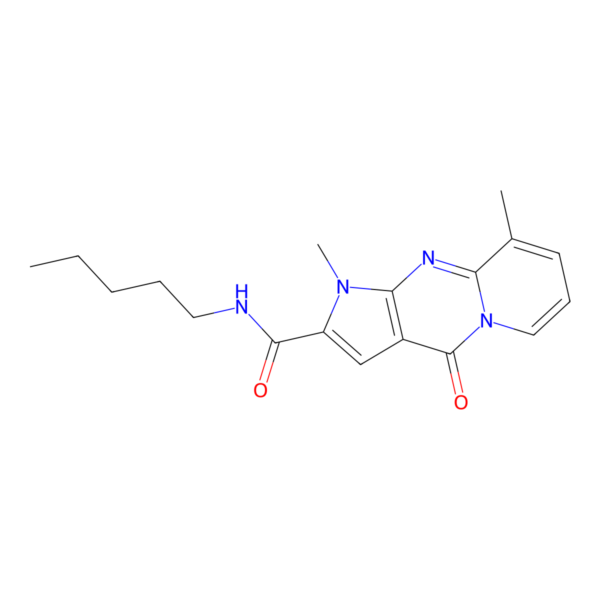 1,9-dimethyl-4-oxo-N-pentyl-1,4-dihydropyrido[1,2-a]pyrrolo[2,3-d]pyrimidine-2-carboxamide molecular structure, CAS 724738-04-9