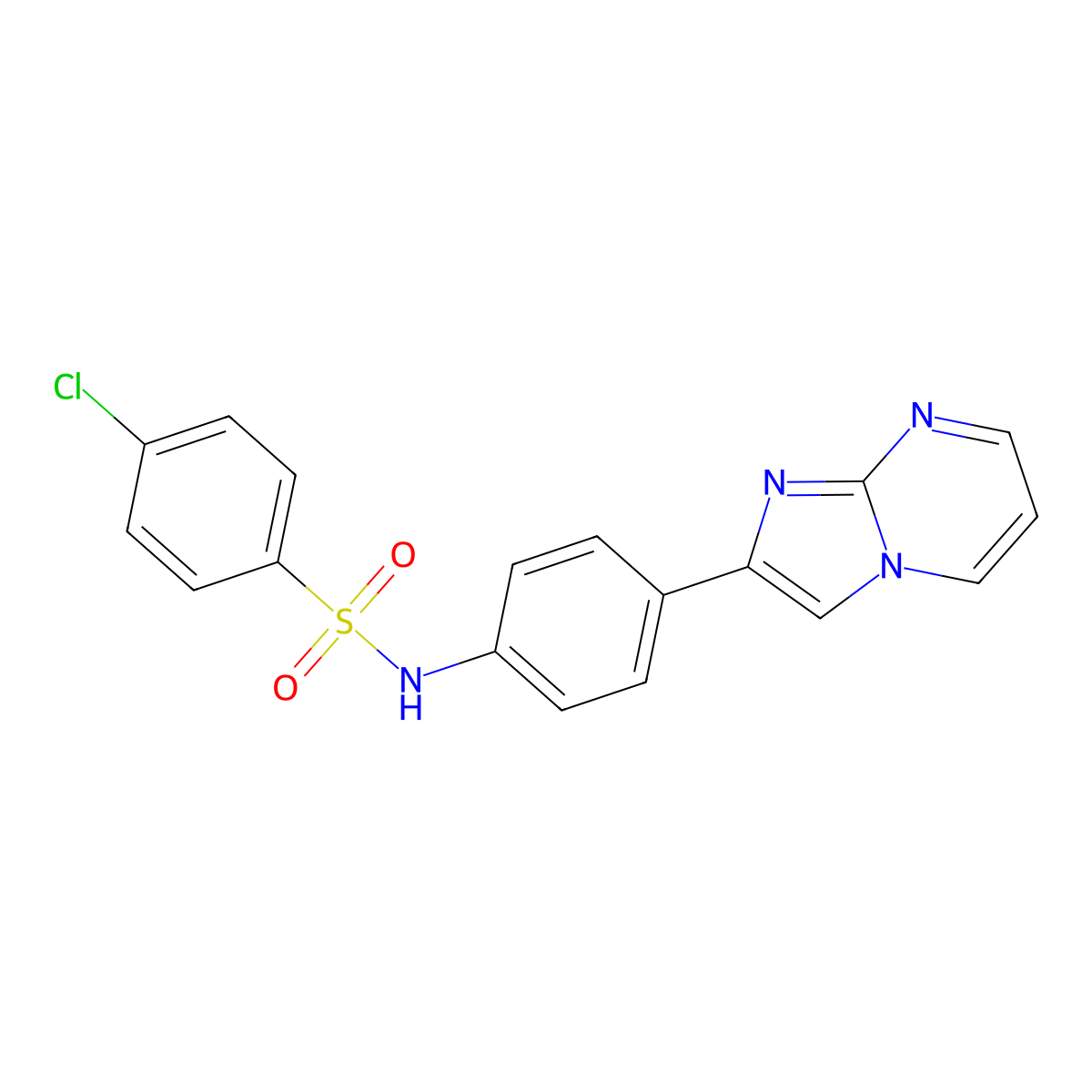 4-chloro-N-(4-imidazo[1,2-a]pyrimidin-2-ylphenyl)benzenesulfonamide molecular structure, CAS 724738-31-2