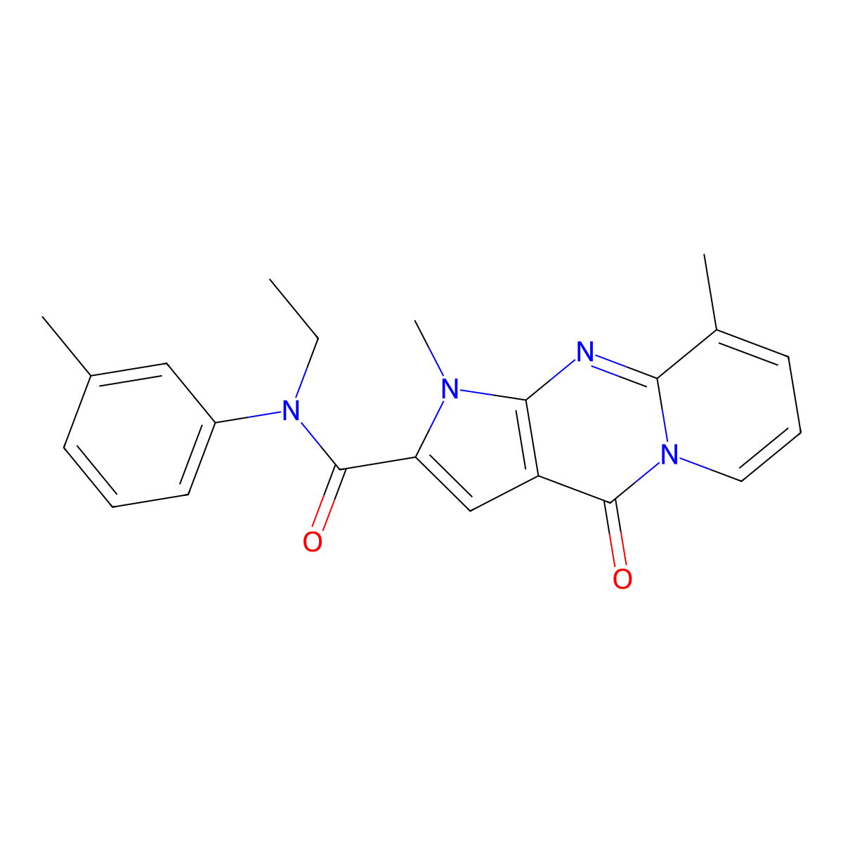 N-ethyl-1,9-dimethyl-N-(3-methylphenyl)-4-oxo-1,4-dihydropyrido[1,2-a]pyrrolo[2,3-d]pyrimidine-2-carboxamide molecular structure, CAS 724738-35-6