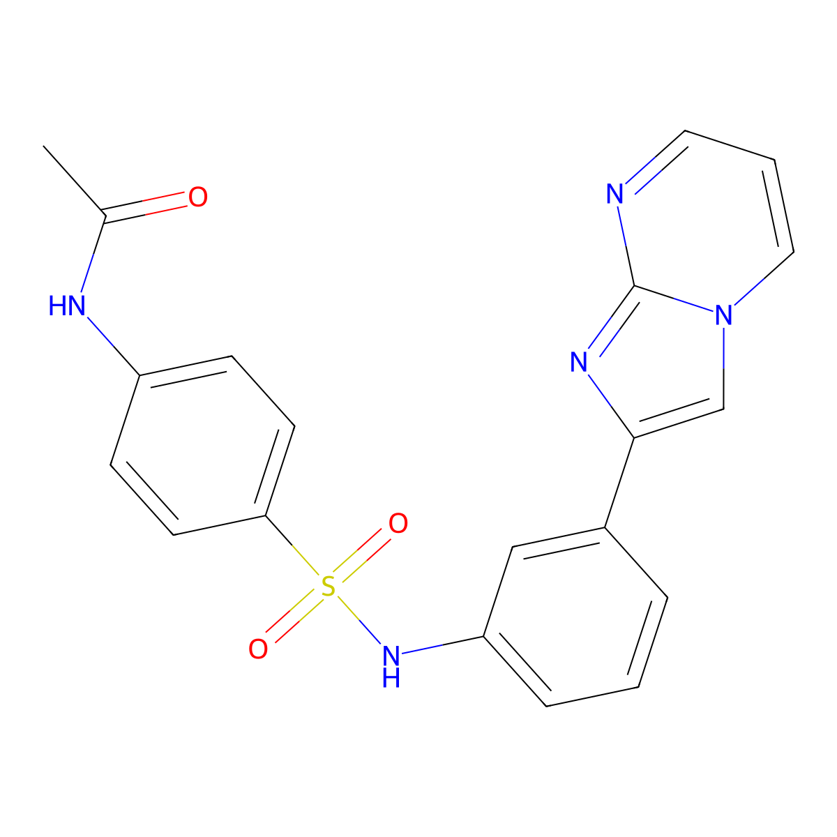 N-[4-[(3-imidazo[1,2-a]pyrimidin-2-ylphenyl)sulfamoyl]phenyl]acetamide molecular structure, CAS 724738-50-5