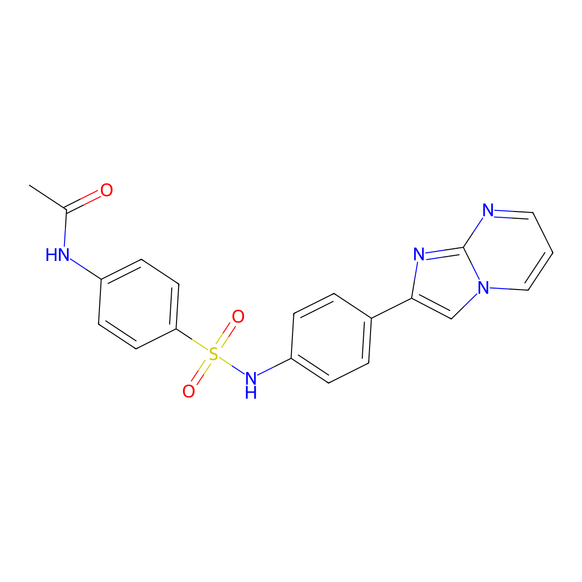 N-[4-[(4-imidazo[1,2-a]pyrimidin-2-ylphenyl)sulfamoyl]phenyl]acetamide molecular structure, CAS 724738-58-3