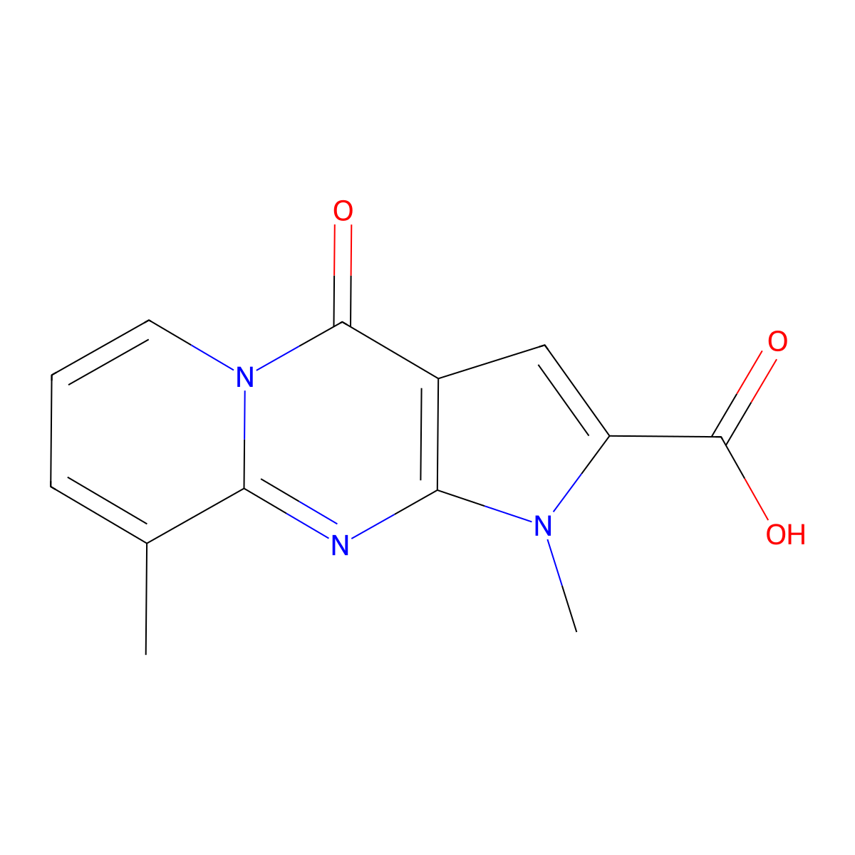 1,9-Dimethyl-4-oxo-1,4-dihydropyrido[1,2-a]pyrrolo[2,3-d]pyrimidine-2-carboxylic acid molecular structure, CAS 724738-62-9